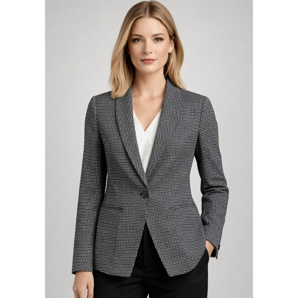 NWOT White House Black Market Women's Plaid Tweed Business Blazer Jacket Sz 2